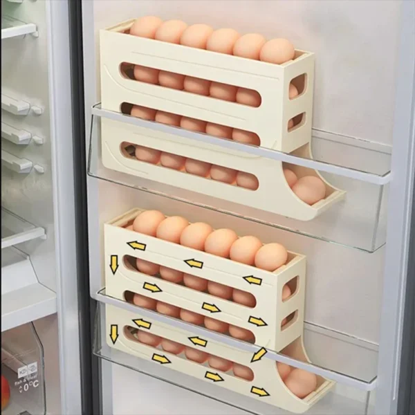 Automatic Scrolling Egg Rack Holder Storage Box Egg Basket Food Containers Egg Case Holder Refrigerator Storage Organizer