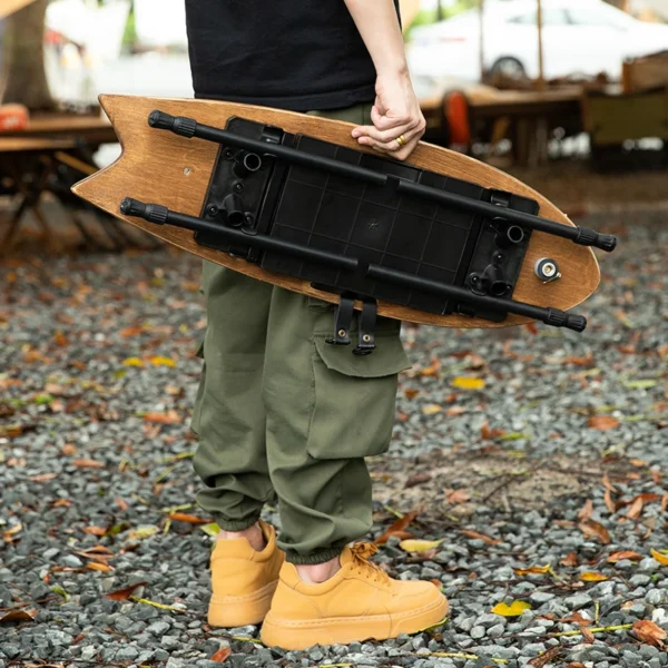 Portable Wood Coffee Table with Storage Bag Folding Creative Tea Desk Light Stand Camping Picnic Table for Outdoor Beach Hiking - Image 6