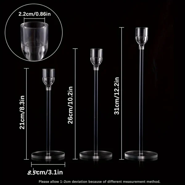 3pcs Clear Acrylic Candlestick Holder For Wedding Party Events Table Decoration Party Decor Party Supplies Holiday Decor Holiday - Image 4