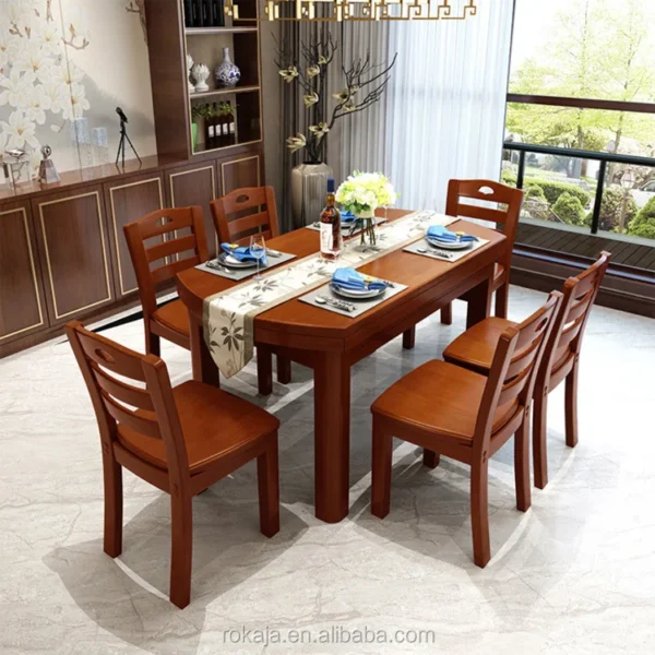 Economic Round Wooden Dining Tables Expandable Used Restaurant Dining Table And Chair Set - Image 4