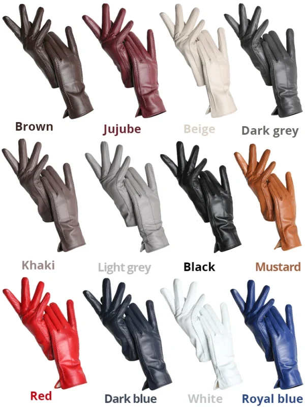 Women's sheepskin gloves winter warm plus velvet short thin touch screen driving color women's leather gloves good quality -2226 - Image 4