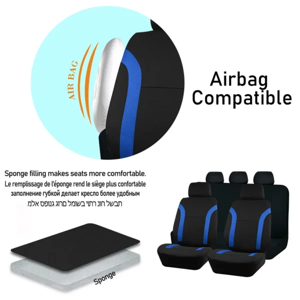 AUTO PLUS Sports Universal Polyester Car Seat Cover Set Fit Most Car Plain Fabric Bicolor Stylish Car Accessories Seat Protector - Image 5