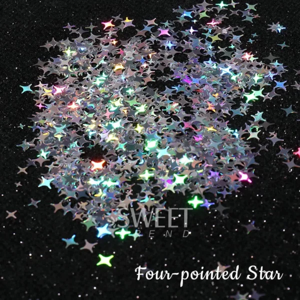 Holographic Star Four-pointed Star Nail Paillettes Sparkly Laser Design Sequin Charm Glitter Flake Shinning Manicure Decor Slice - Image 5