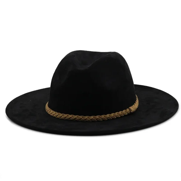 Suede Fedora Hats for Women 8cm Wide Brim Dress Men Caps Felted Hat Panama Church Wedding Ribbon Band Men Hat Sombreros De Mujer - Image 4