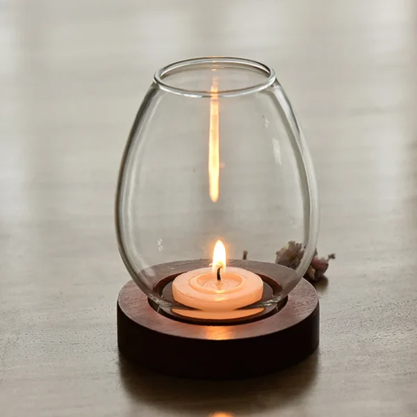 Transparent Glass Candle Holder Candlestick Retro Round Hollow Windproof Candle Holders Wedding Party Dining Table Decorations