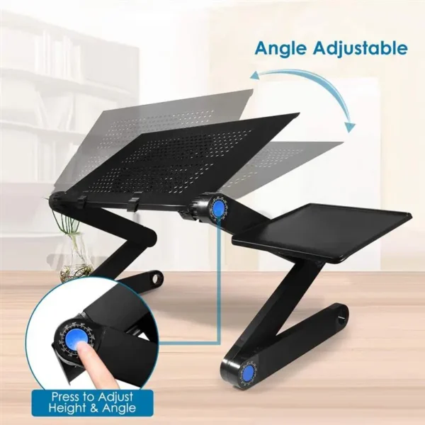 Adjustable Aluminum Laptop Desk Portable Ergonomic TV Bed Lapdesk Tray PC Table Stand Notebook Table Desk Stand With Mouse Pad - Image 4