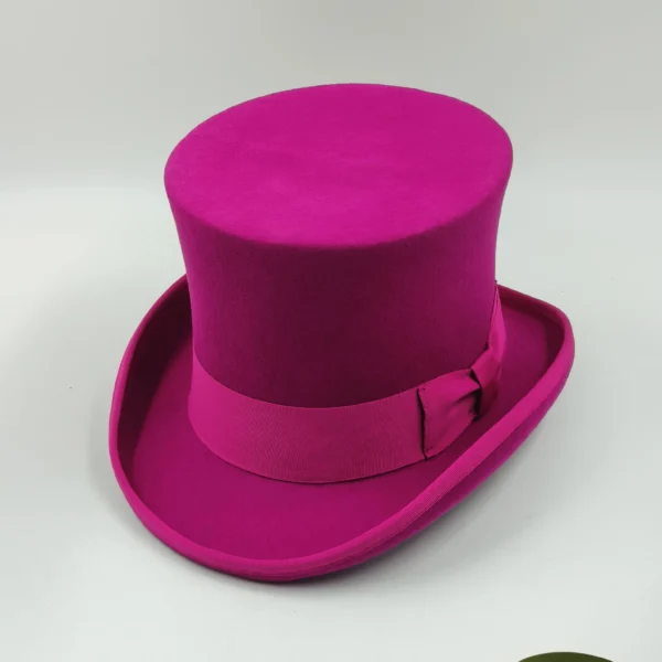 2024 Pink and Purple High Top hat Magician high hat British black jazz top hats male and female court gentleman flat felt hat - Image 6