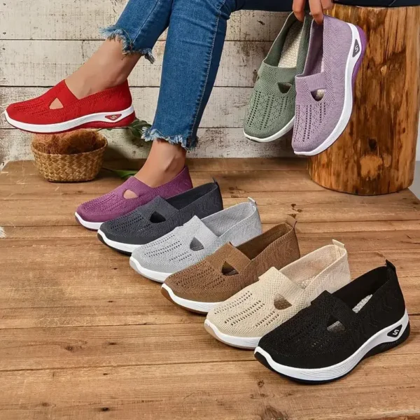 Soft Sole Knitted Sneakers For Women Breathable Comfort Casual Sports Shoes Woman Lightweight Hollow Out Mesh Flats Summer Shoes - Image 4