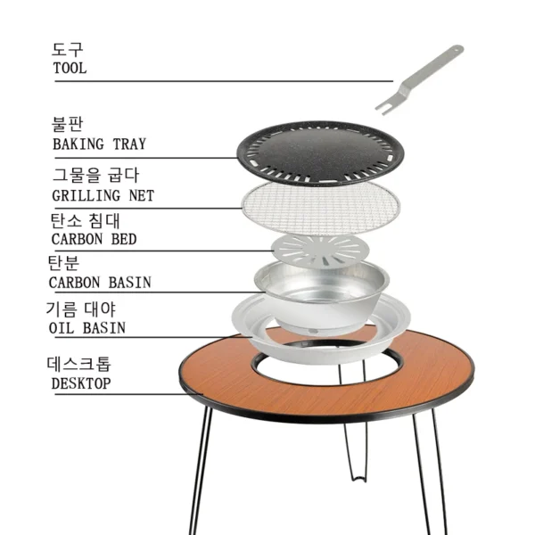 Outdoor barbecue stove Carrying a folding barbecue table Cooking tea in a courtyard furnace Folding chair - Image 2