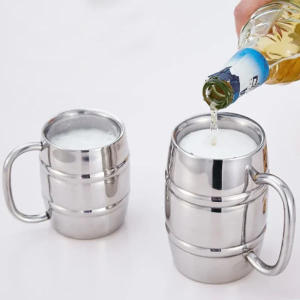 500/450ml Double Stainless Steel Beer Cup Outdoor Camping Western Coffee Cup With Handle Insulated Portable Water Cup Mugs - Image 4