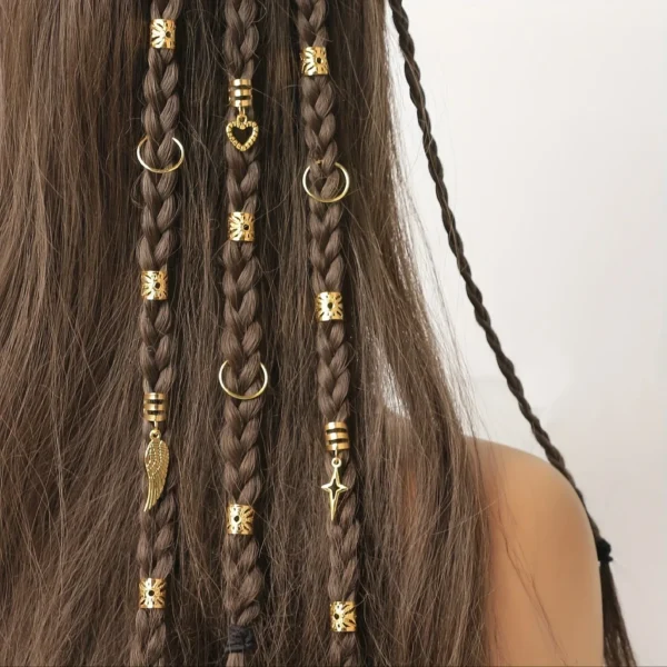 45pcs Alloy Braid Hair Ring Dreadlock Hair Ring - Hippie Style Hair Accessories Loc Hair Jewelry for Braids for Girls and Women - Image 2