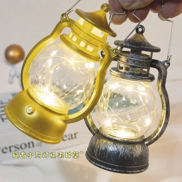 Led Lantern Retro Night Light Decoration Lantern Halloween Vintage Castle Hanging LED Light Retro Hanging Candle Holder Lantern - Image 2