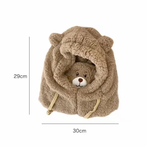 Cartoon Bear Ear Lamb Beanie Hat With Mask Warm Balaclava Winter Thickened Ear Protection Autumn Skullies Beanies for Women Girl - Image 4