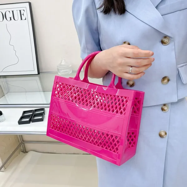 2022 Summer Hollowed Out Shopping Basket Multi-functional Handbag Large Capacity Shoulder Bags PVC Jelly Bag Beach Bag - Image 2