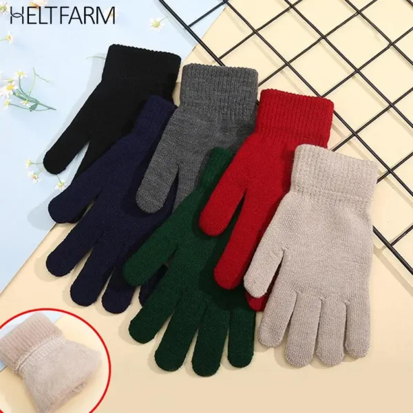 Winter Knitted Gloves Men Women Touch Screen Cold-proof Warm Full Finger Gloves Korean Style All-match Cycling Wool Gloves