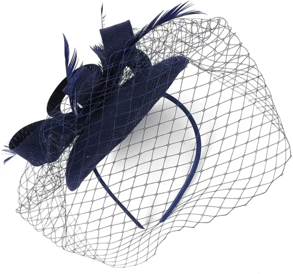 Fascinator Pillox Hat Bridal Wedding Veil Fascinator Mesh Lace Headband Tea Party Feather Fascinator Hats for Women - Image 5