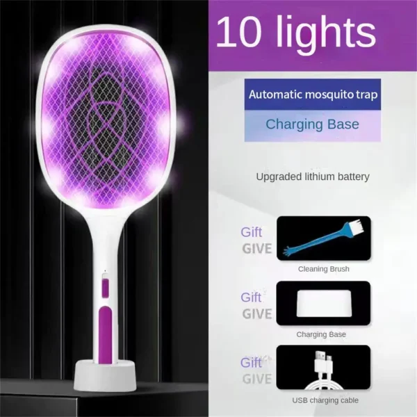 Xioami 3 IN 1 Electric Flies Swatter Killer Light Fly Zapper Racket Rechargeable Mosquito Trap Racket Anti Insect Bug Zapper - Image 5