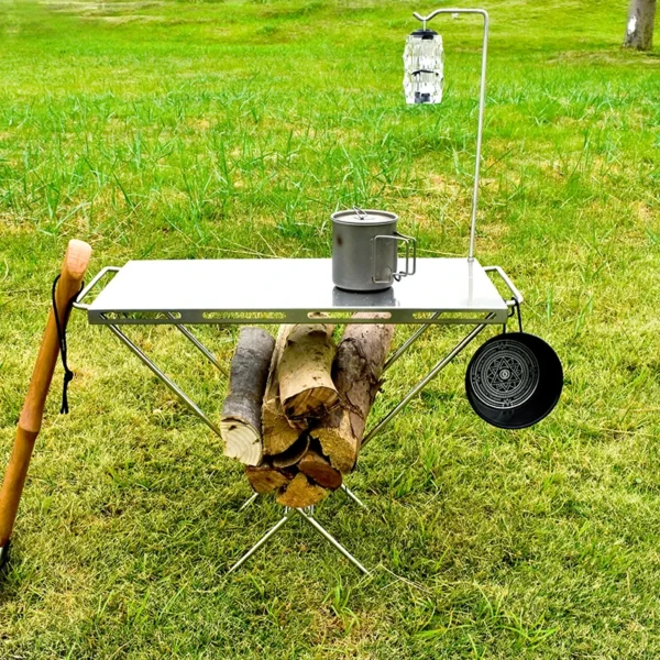 table that can quickly fold and store wood, stainless steel folding camping table - Image 3