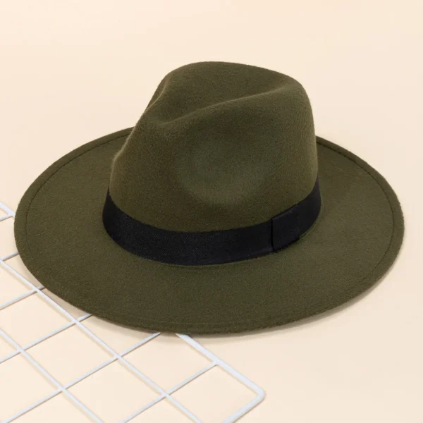 Autumn and winter men and women's new large brimmed hats, fashionable woolen jazz hats, English style top hats - Image 5