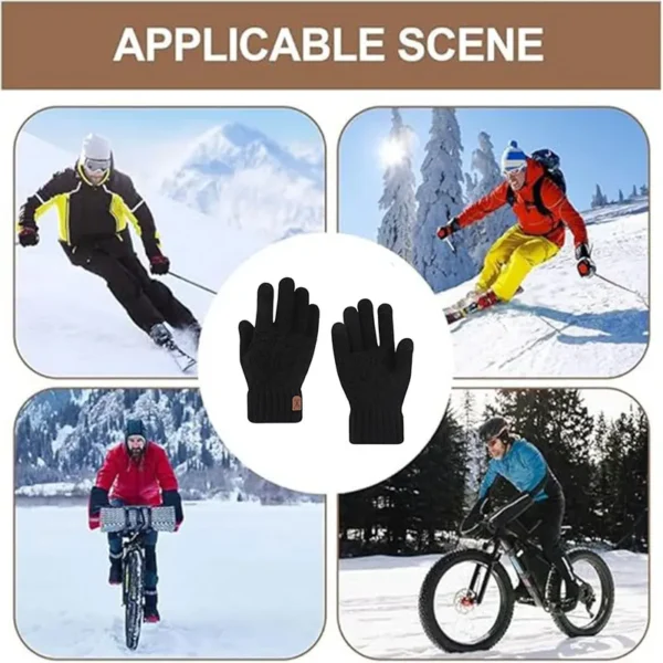 Winter Gloves Warm Knitted Touch Screen Gloves with Elastic Windproof Cuff Winter Outdoor Riding Sport Cold Proof Mittens Gloves - Image 5