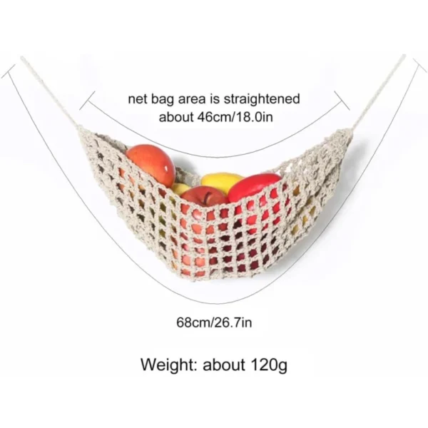 Macrame Handwoven Fruit Hammock Banana Holder Boho Cotton Rope Hanging Net Basket Home Kitchen Under Cabinet - Image 6