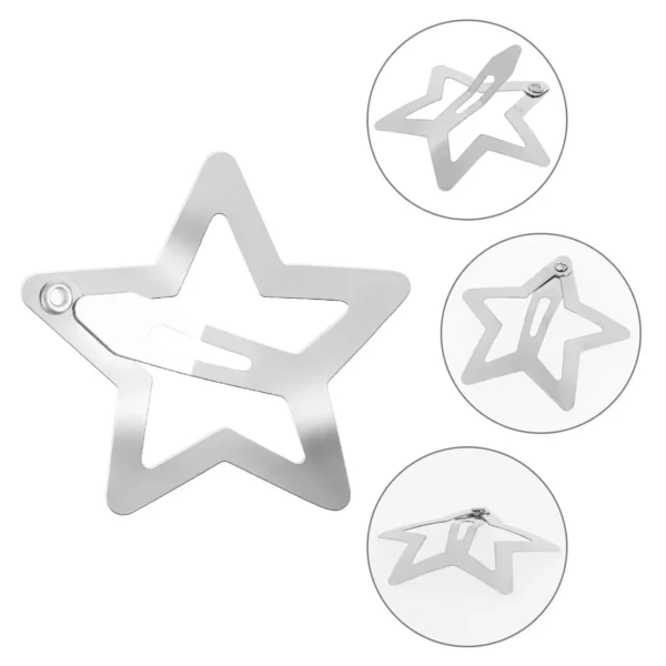 10-100pcs 1.22" Star Hair Clips 2000s Y2K Snap Hair Barrettes Non Slip Hair Accessories Silver Metal Hair Clips For Girls Women - Image 6