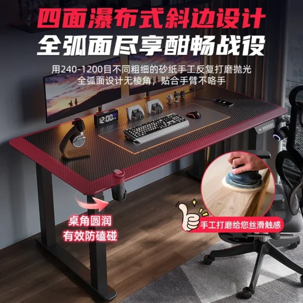 *Intelligent electric lift computer desk sub-bedroom household four-column office desk dual motor e-sports table - Image 3