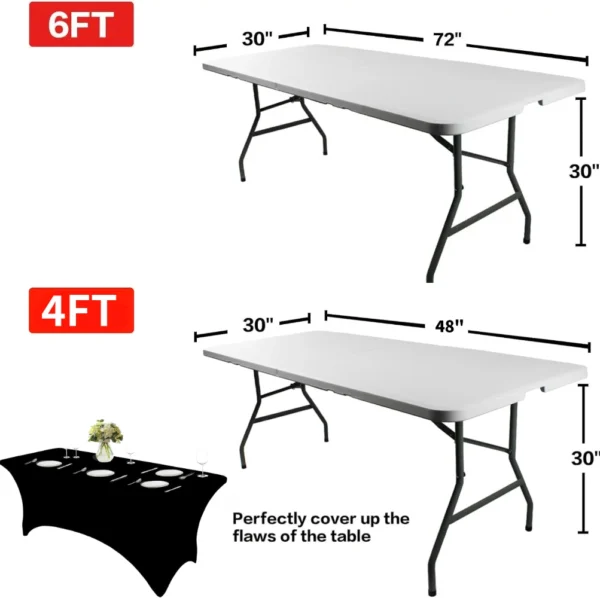 4/6FT Table Cloth for Rectangular Stretch Spandex Hotel Wedding Table Covers Folding Tablecloth Table Cocktail Table Protector - Image 5