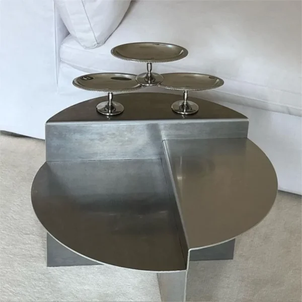 MOMO Stainless Steel Coffee Table Wabi-sabi Style Round Metal Coffee Table Korean Netflix Designer Models Side Table - Image 6