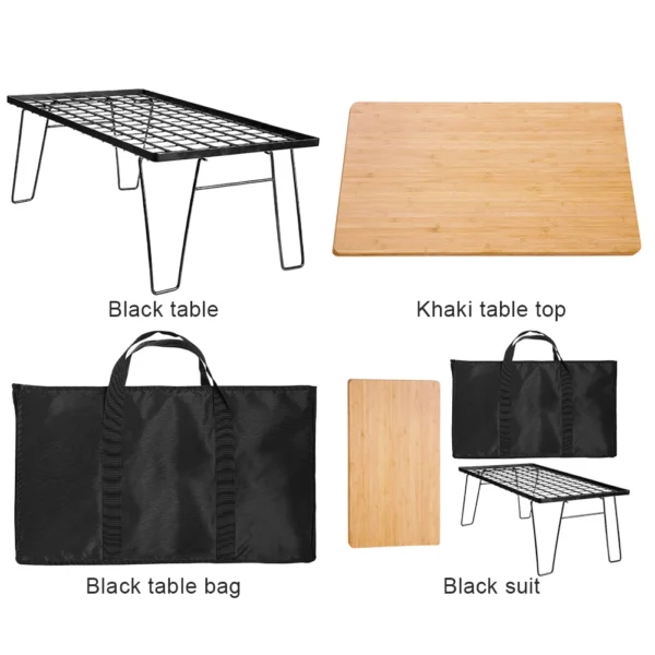 Folding Iron Net Table with Table Board & Bag Picnic Iron Mesh Desk Multifunctional Camping Cooking Rack for Outdoor Barbecue - Image 5