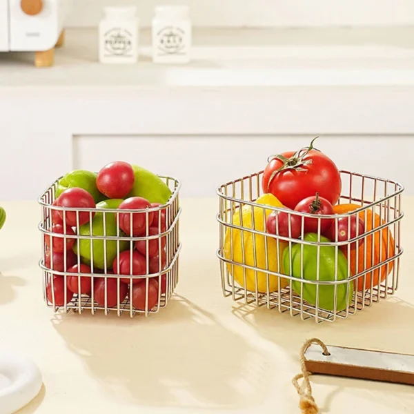 Fruit Drain Basket Kitchen Bar Stainless Steel Fruit Storage Basket Waterproof Fruit Vegetable Drainage Basket Kitchen Supplies