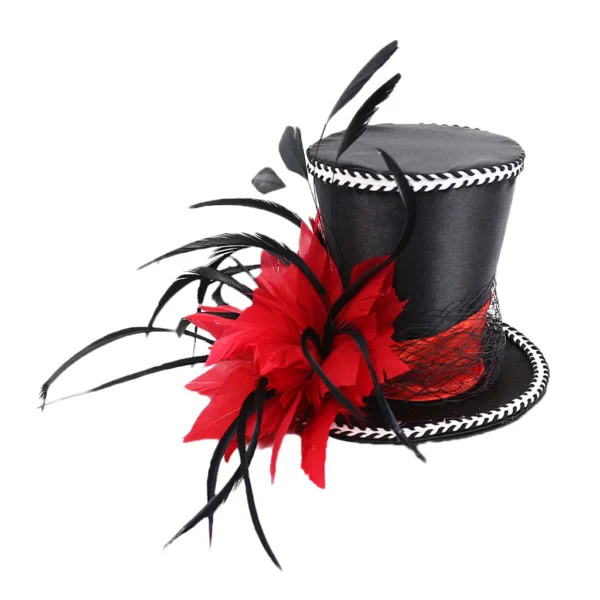 Wedding Bridal Mini Top Hat 20s  Feather Fascinator with Clips Headpieces - Image 6