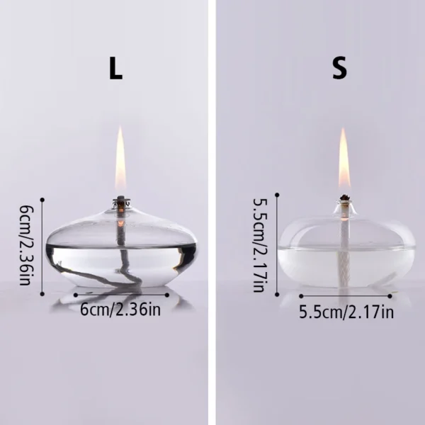 Handmade Oblate Transparent Glass Candlestick Oil Lamp with Wick Dinner Table Candle Rustic Christmas Home Decoration - Image 2