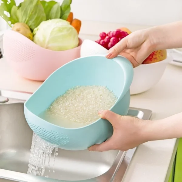 Rice Sieve Plastic Colander Washing Filter Strainer Basket Kitchen Tools Food Beans Vegetable Fruit Bowl Drainer Cleaning Basket - Image 2