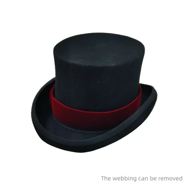 Fedoras Wool Magic high hat British black jazz top hat male court gentleman flat felt hat Webbing sombrero de copa brit??nico - Image 4