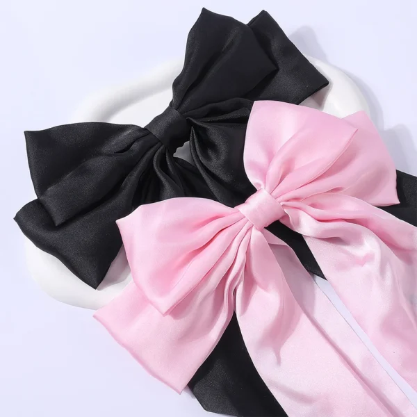 2Pcs/Set Elegant Bow Ribbon Hair Clip Women Fashion Solid Bowknot Satin Hairpin Barrettes Girls Ponytail Clip Hair Accessories - Image 4