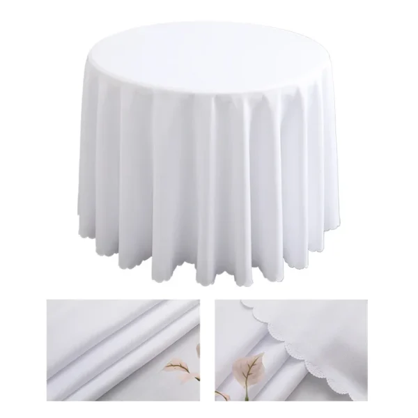 1pcs Polyester Round Tablecloth White/Black/Red/Blue/Gold Solid Table Cloth For Wedding Birthday Party Table Cover Home Decor - Image 6