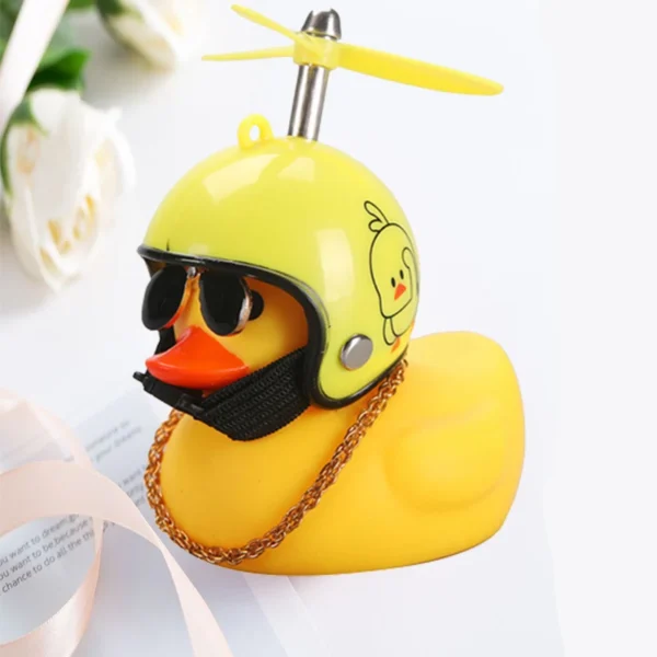 Car Duck With Helmet Broken Wind Pendant Small Yellow Duck Road Bike Motor Helmet Riding Cycling Accessories Without Lights - Image 5