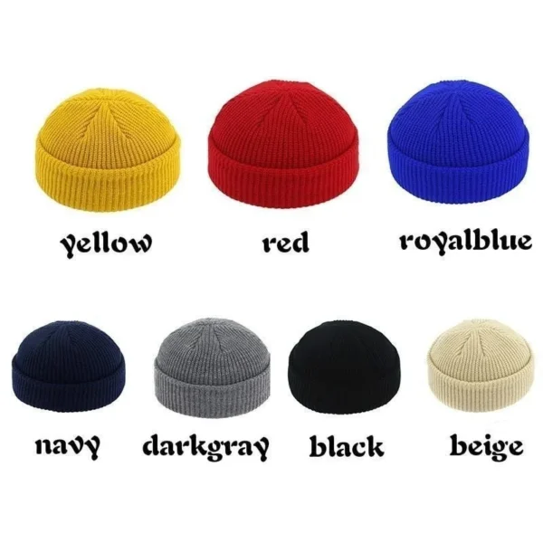 Knitted Beanie Hat Unisex Cap Fashion Hip-hop Cuffed Short Cap Bonnet Warm Ribbed Fisherman Hat - Image 3