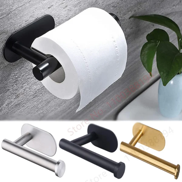 Hanging Paper Roll Towel Holder Bathroom Toilet Storage Stand Kitchen Organizer Napkin Rack Stainless Steel Adhesive Wall Mount - Image 4