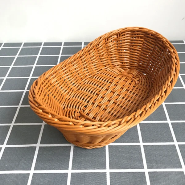 Simulation Hand Woven Rattan Basket Kitchen Supplies Food Serving Holders Suitable for Restaurant Vegetables CLH@8 - Image 2