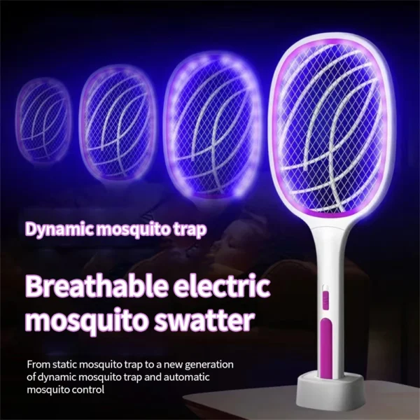 Xioami 3 IN 1 Electric Flies Swatter Killer Light Fly Zapper Racket Rechargeable Mosquito Trap Racket Anti Insect Bug Zapper - Image 2