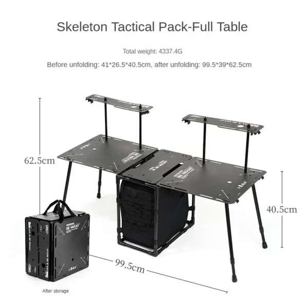 ISE MOUNT Outdoor Skeleton Tactical Pack,Tactical table,Camping Lightweight Folding Table,2 in 1 camping pack and camping table - Image 2