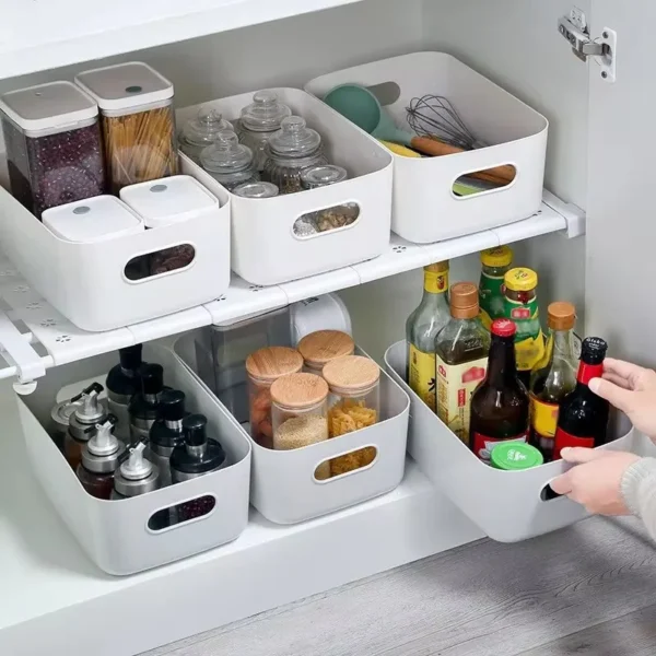 Household drawer kitchen desktop plastic storage box cosmetics groceries snacks storage basket