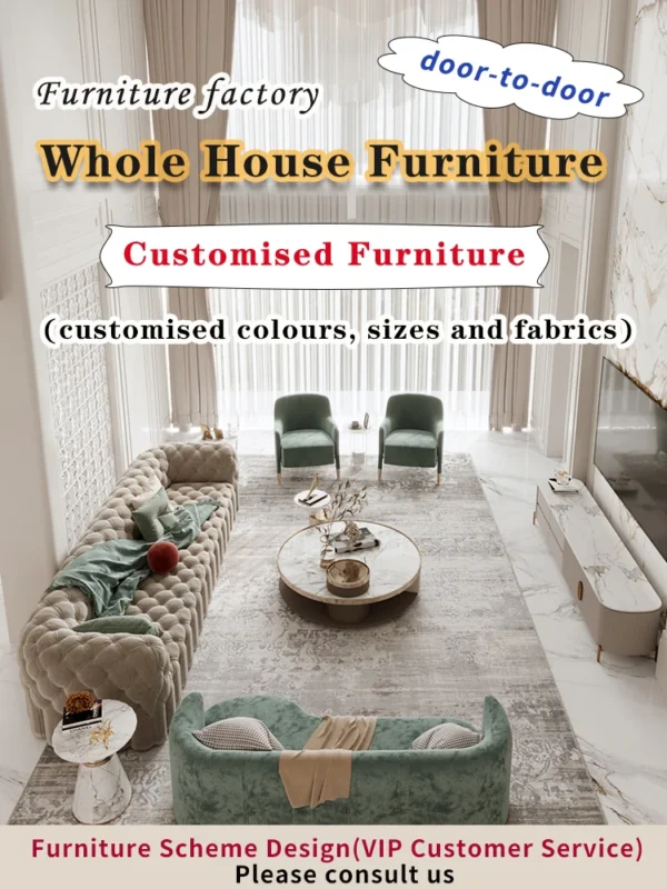 Villa Furniture Customisation  Custom Size Fabric Colours  Whole house furniture matching scheme design Apartment Furniture