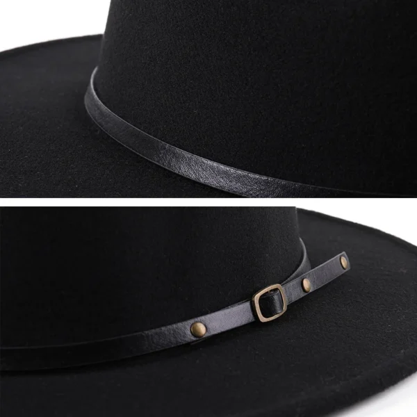 Fedora Hat For Men Women Solid Color Imitation Woolen Jazz Caps Elegant Female British Retro Wide Brim Cap Church Wedding Bowler - Image 5