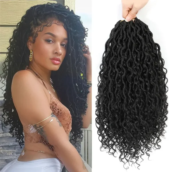 14"Faux Locs Crochet Hair 8Packs Pre Looped Goddess Locs Crochet Hair With Curly End Boho Synthetic Crochet Hair For Black Women