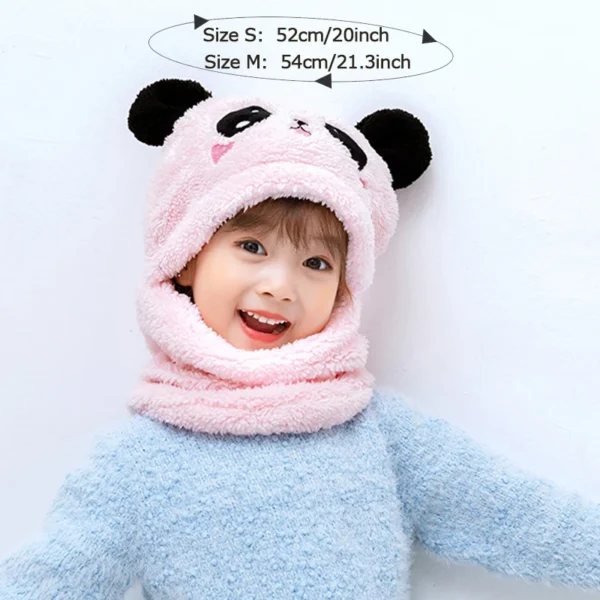 Fashionable Autumn and Winter Cute Childrens Cartoon Scarf Hat Two Piece Set Double Layer Wool Warm Boys and Girls Hat - Image 6