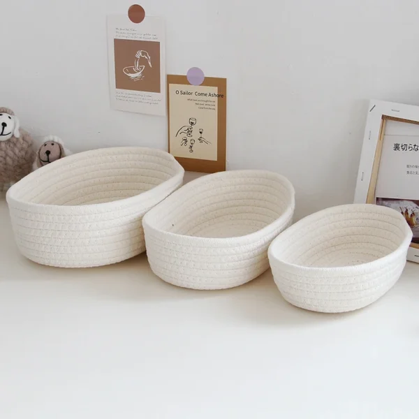 Desktop Sundries Basket Storage Box Hand Woven Basket Kids Toys Organizer Office Stationery Cosmetics Snack Pouch Accessories - Image 3