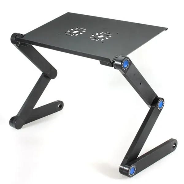 Degree Foldable Adjustable Laptop Desk Table Stand Holder Durable Aluminum Laptop desk Tray with Cooling Dual Fan Mouse Pad - Image 4